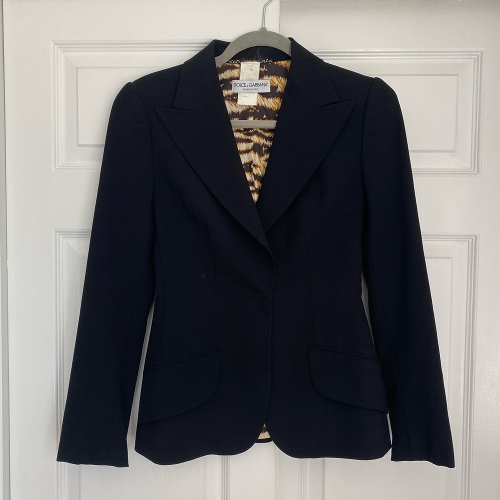 Dolce & Gabbana Black Blazer Printed Inside